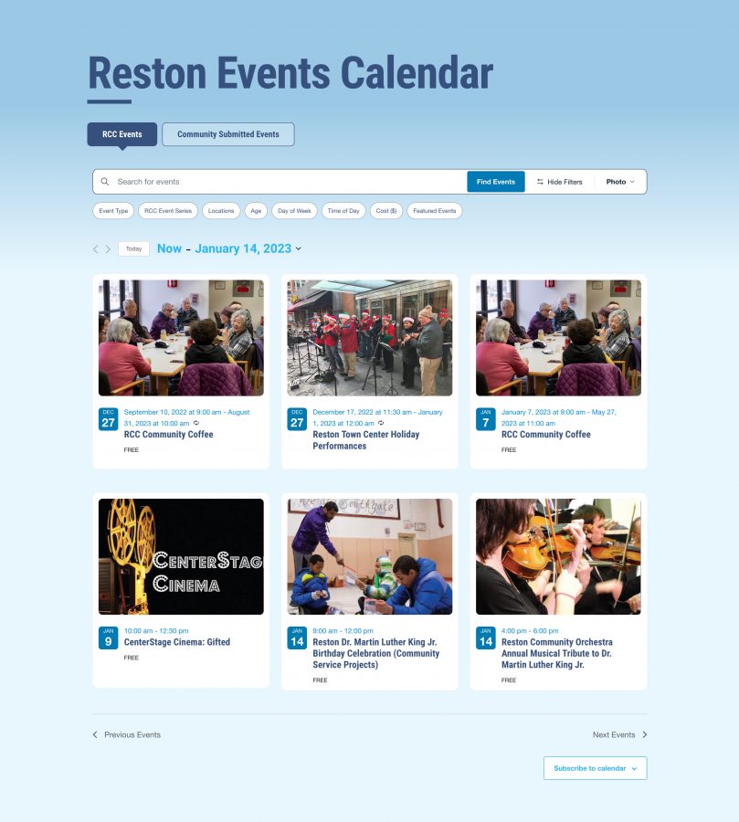 New RCC Events Calendar